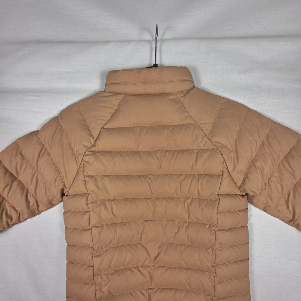 Patagonia‎ Down 600 Fill Jacket Kids XL Tan Pink Puffer Hoodless Full Zip Warm